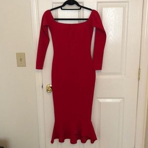 Red off the shoulder dress